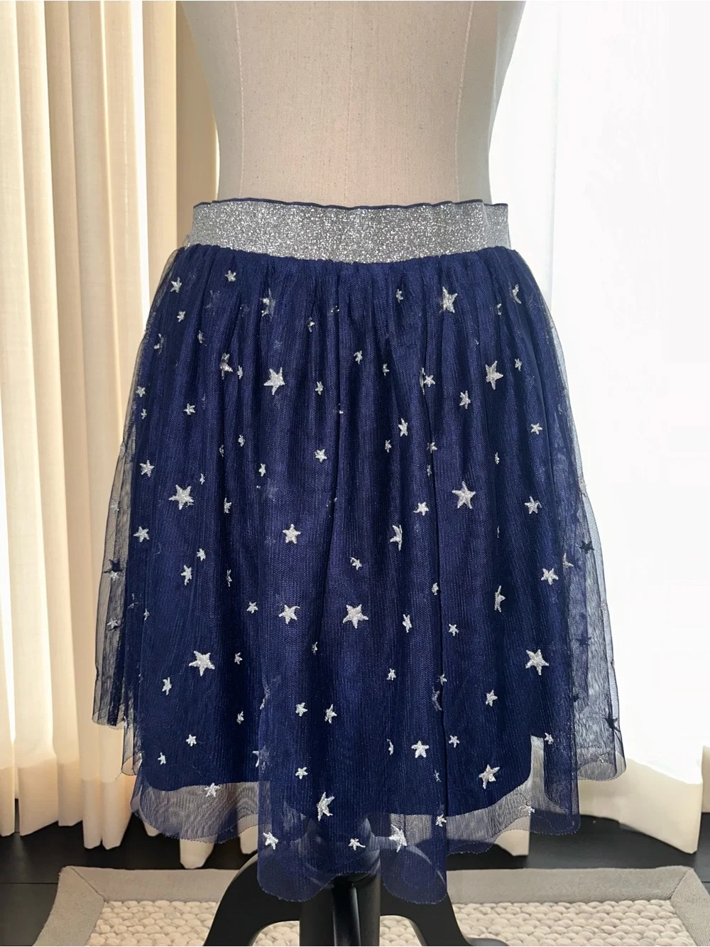 Hanna Andersson Navy Tulle Skirt with Silver Star Waistband